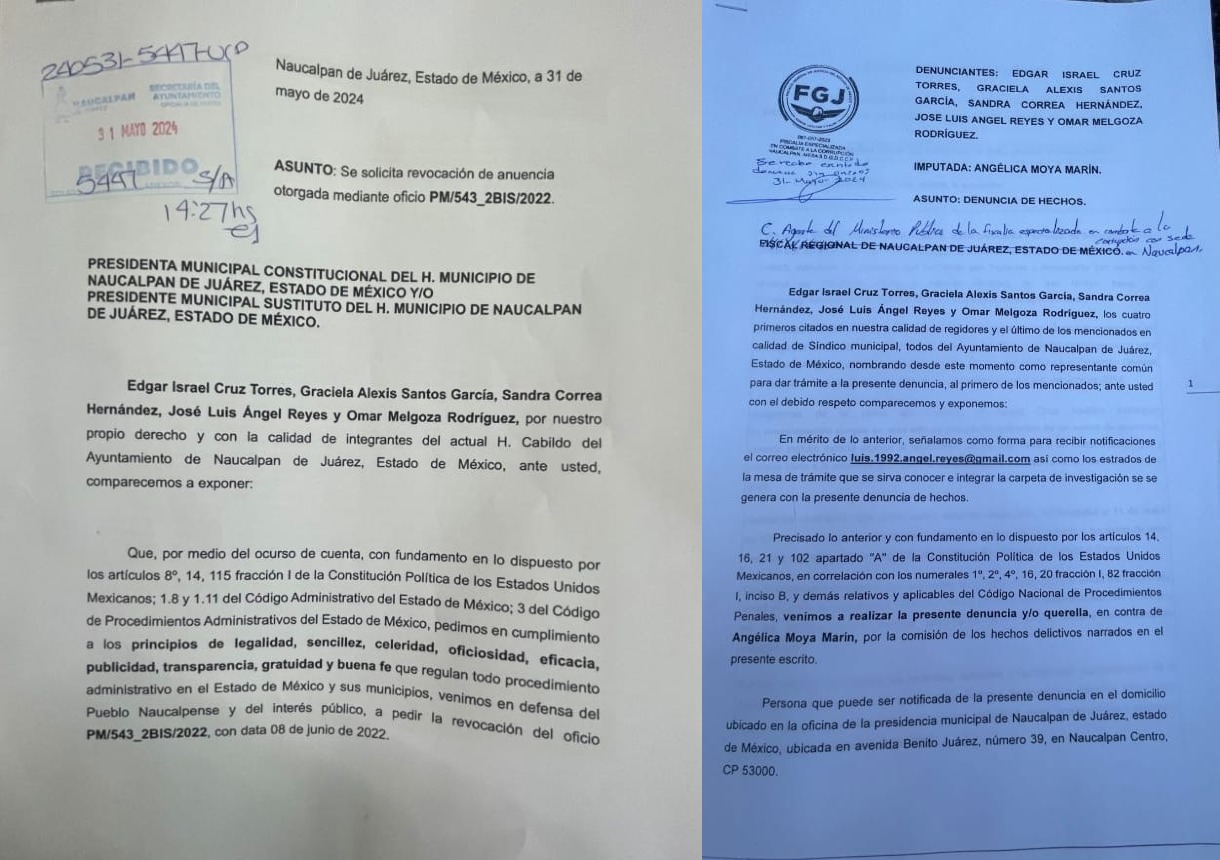 Denuncia contra la panista Angélica Moya Marín. Fuente: Especial